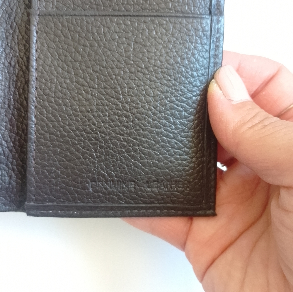 Men's trifold wallet genuine leather dark brown - Picture 3 of 9